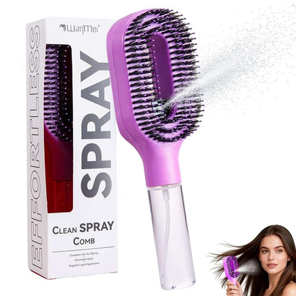 One-Click Spray Anti-Frizz Hair Brush with Boar Bristles for effortless styling and frizz control.