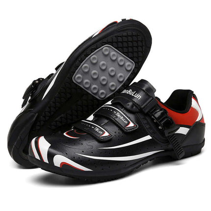 outdoor non-lock cycling shoes with strong grip rubber sole front view
