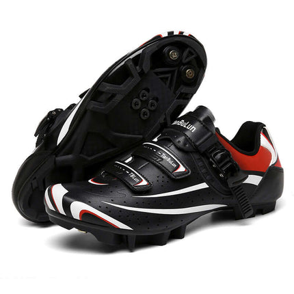 outdoor non-lock cycling shoes with strong grip rubber sole side angle