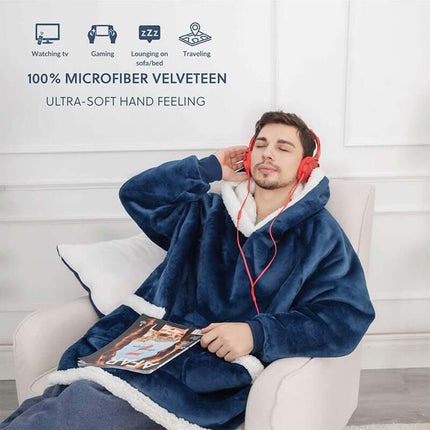 Oversized TV Hoodie Blanket super thick winter fleece material.