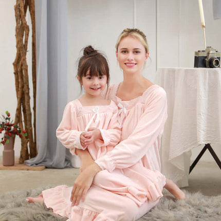 Parent-Child Velvet Nightdress warm winter pajamas.