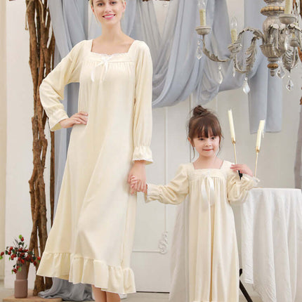 Parent-Child Velvet Nightdress korean princess style.