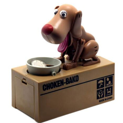 Piggy Bank Robotic Dog Bank brown and white doggy.