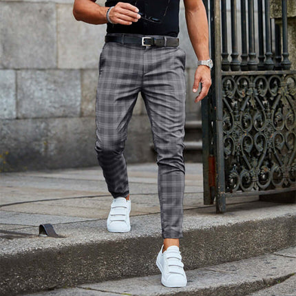 Plaid Print Pants Mens Casual Trousers Loose Thin size M waist 87.