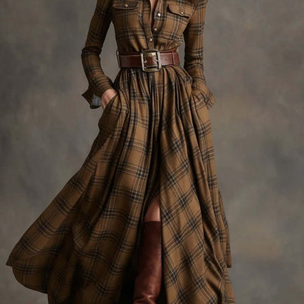 Plaid Shirt Dress Long Sleeve winter collection item.