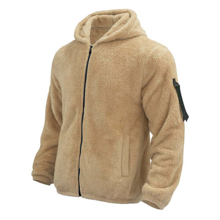Plush Hooded Jacket Mens Autumn Winter Fleece Warm Coat thickening fleece.