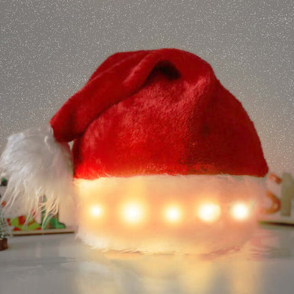 Plush LED Christmas Hat – Glowing Santa Cap for Children and Adults, Festive Home Décor, led christmas hat, glowing santa hat, light up holiday cap, christmas accessories, festive party hat, santa claus costume, holiday decorations