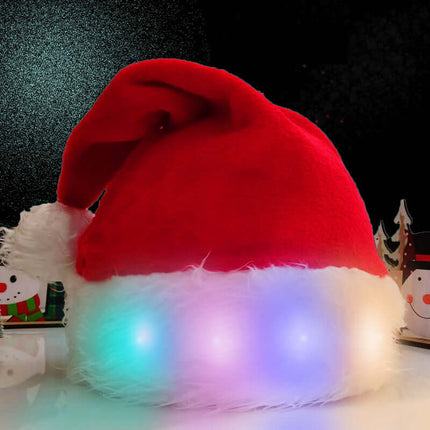 Plush LED Christmas Hat – Glowing Santa Cap for Children and Adults, Festive Home Décor, led christmas hat, glowing santa hat, light up holiday cap, christmas accessories, festive party hat, santa claus costume, holiday decorations