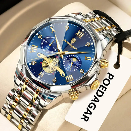 POEDAGAR Luxury Waterproof Chronograph Watch for Men fashion timepiece