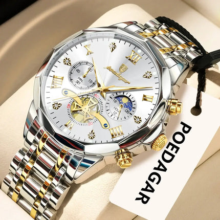 POEDAGAR Luxury Waterproof Chronograph Watch for Men precision chronograph