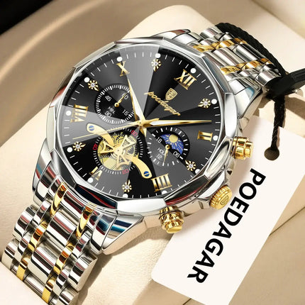 POEDAGAR Luxury Waterproof Chronograph Watch for Men modern mens style