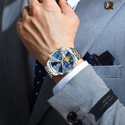 POEDAGAR Luxury Waterproof Chronograph Watch for Men quartz movement