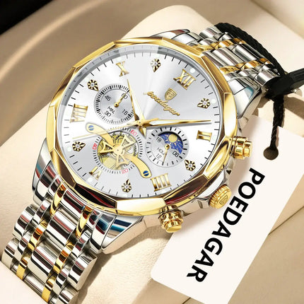 POEDAGAR Luxury Waterproof Chronograph Watch for Men premium mens watch