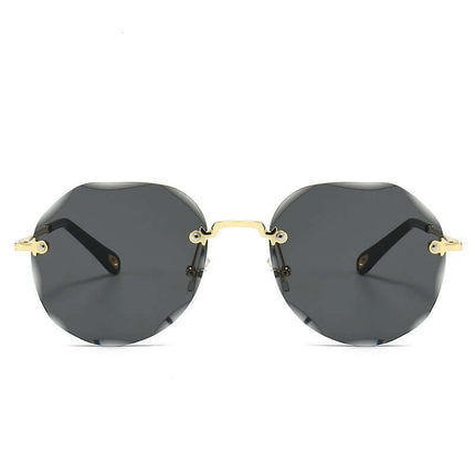 Polygonal Rimless Trimmed Sunglasses for Women luxury metal frame detail