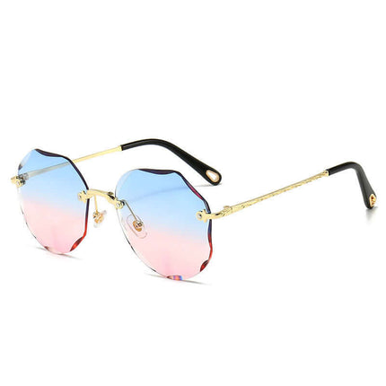 Polygonal Rimless Trimmed Sunglasses for Women UV protection lenses