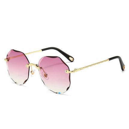 Polygonal Rimless Trimmed Sunglasses for Women rimless polygonal shape