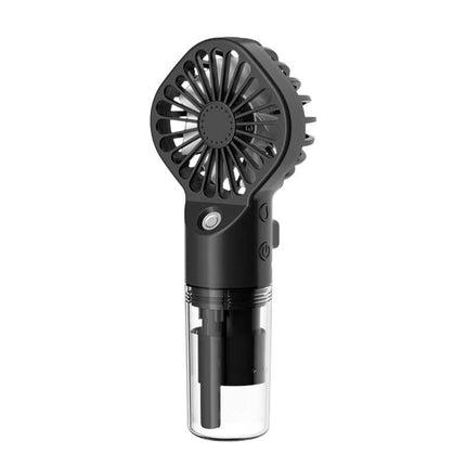 Portable Handheld Spray Fan 4 Speed Water Spray Mist Fan in black with a mist water reservoir.