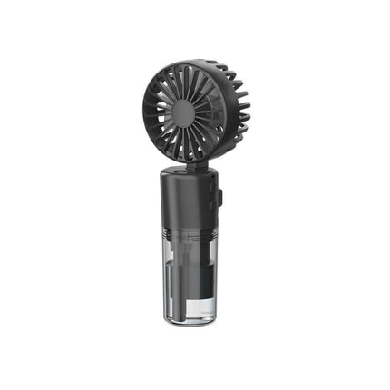Portable Handheld Spray Fan 4 Speed Water Spray Mist Fan in black color with a compact design.
