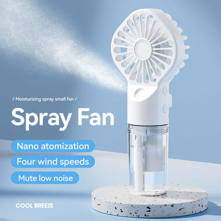 Portable Handheld Spray Fan 4 Speed Water Spray Mist Fan with nano atomization and four wind speeds.