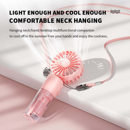 Portable Handheld Spray Fan 4 Speed Water Spray Mist Fan with neck hanging design for summer cooling