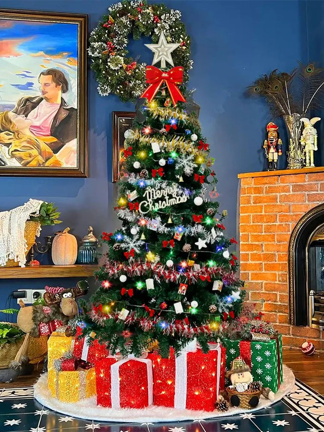Pre-Lit PVC Christmas Tree with Ornaments 150–210cm full size holiday tree for home