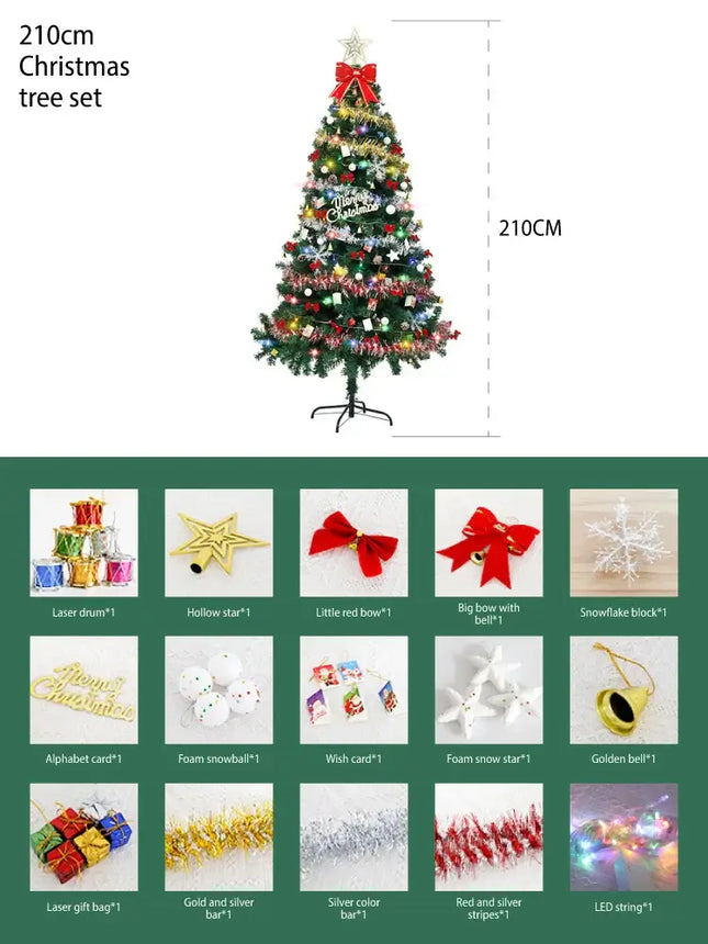 Pre-Lit PVC Christmas Tree with Ornaments 150–210cm decorated Xmas tree with lights