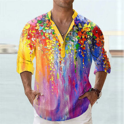 Premium Striped Linen Shirt Modern US EU Regular Fit 3D digital print stripes
