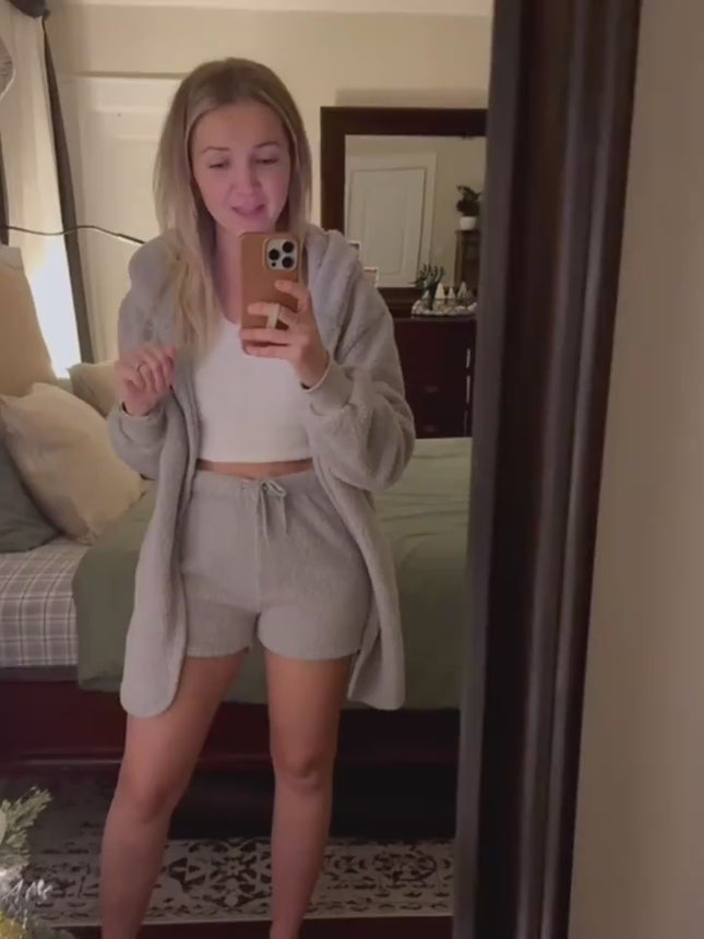  3pcs Womens Clothing Long Sleeve Crop Pajama Set