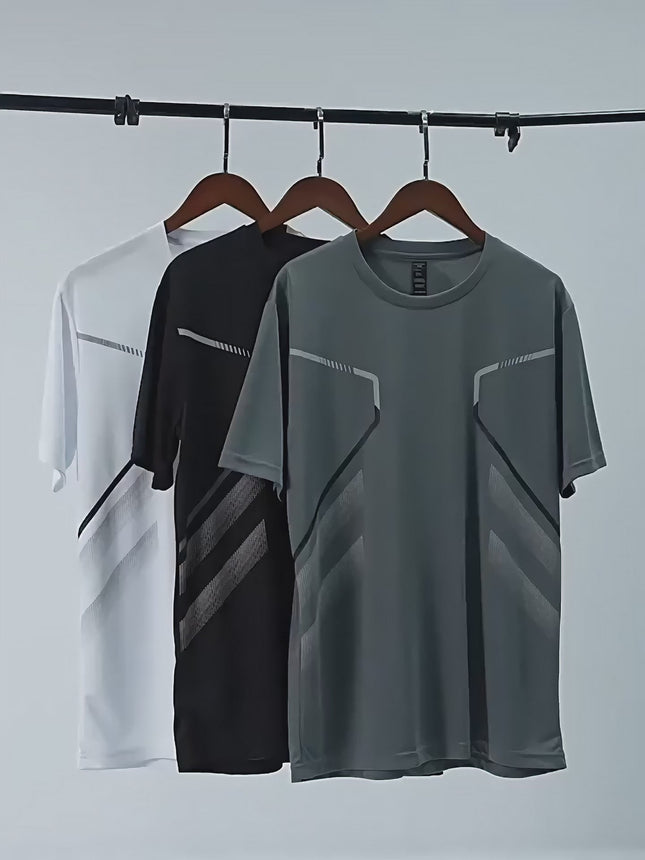 Mens Quick Dry Color Block Running T Shirt And Shorts Set