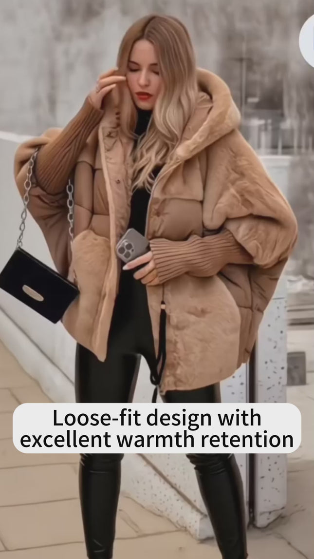 Womens Loose Cotton Coat Faux Fur Patchwork Winter Jacket