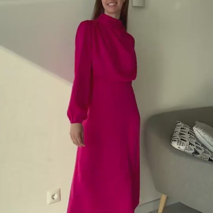 elegant-satin-long-sleeved-halterneck-formal-evening-dress