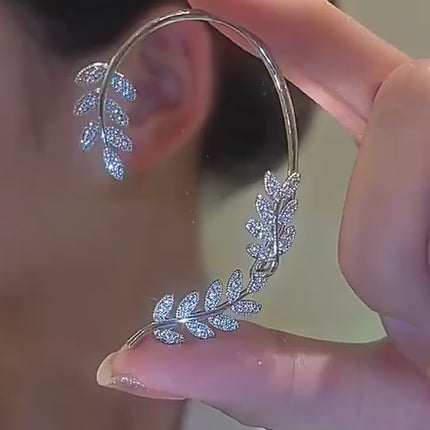 Full Crystal Butterfly Flower Single Ear Clip Cuff