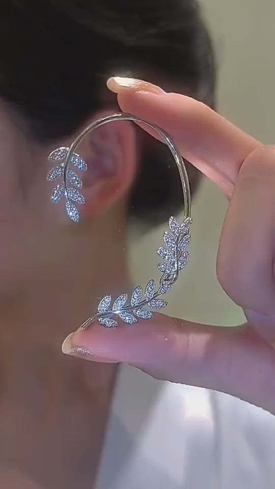 Full Crystal Butterfly Flower Single Ear Clip Cuff