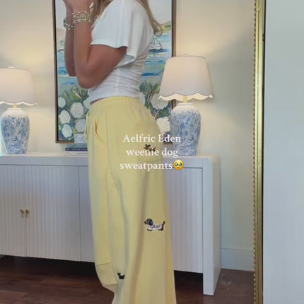 Womens Embroidered Slacks Loose Slimming Wide Leg Pants