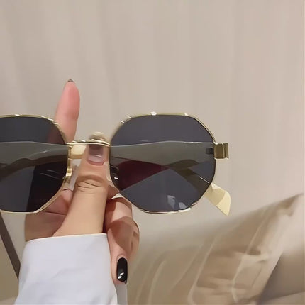 Modern Square Polygon Metal Sunglasses Full Frame UV400