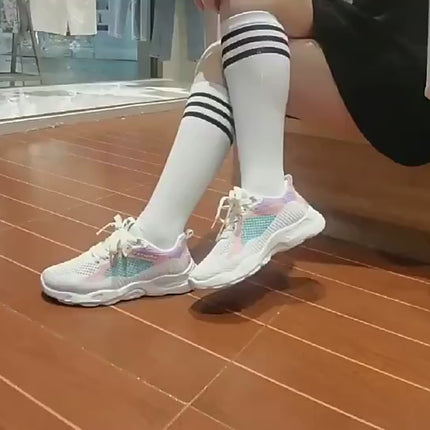 Casual Colorblock Lace-up Sneakers Women Versatile Shoes