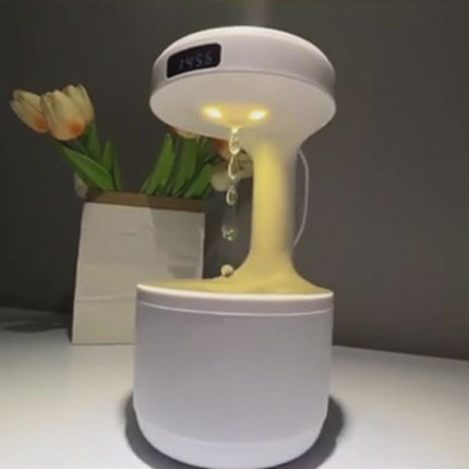 alt="anti-gravity silent air humidifier with relaxing cool mist front view"