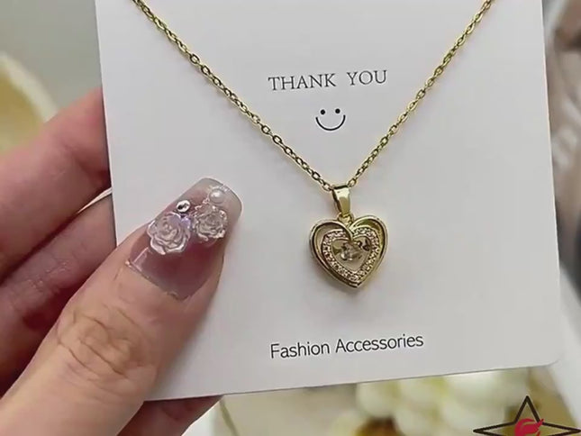 Double-layer Love Necklace With Rhinestones Pendant