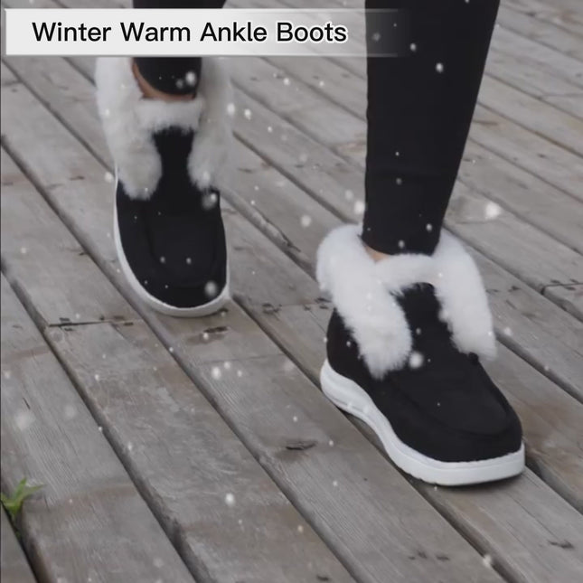 Womens Plush Fur Ankle Snow Boots Suede Winter Shoes