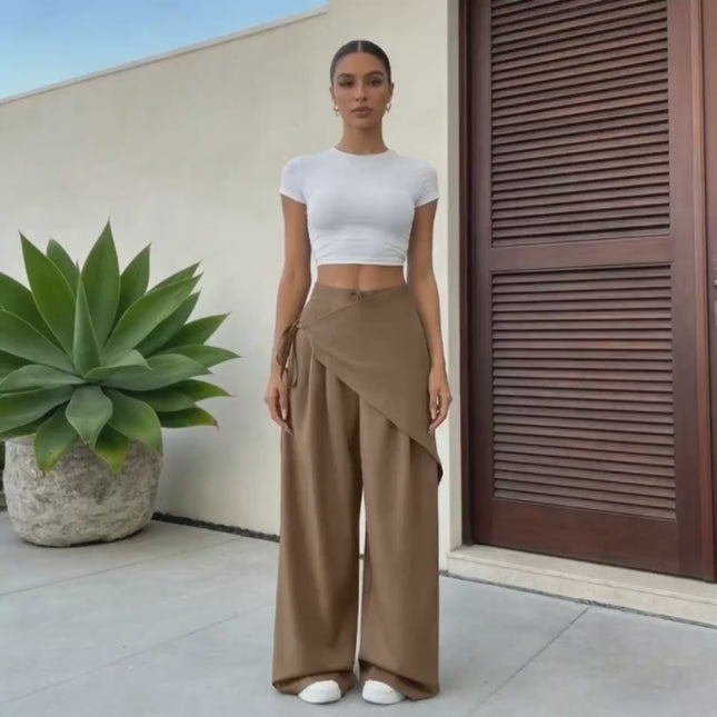 Irregular Design Trousers Casual Wide-leg Pants