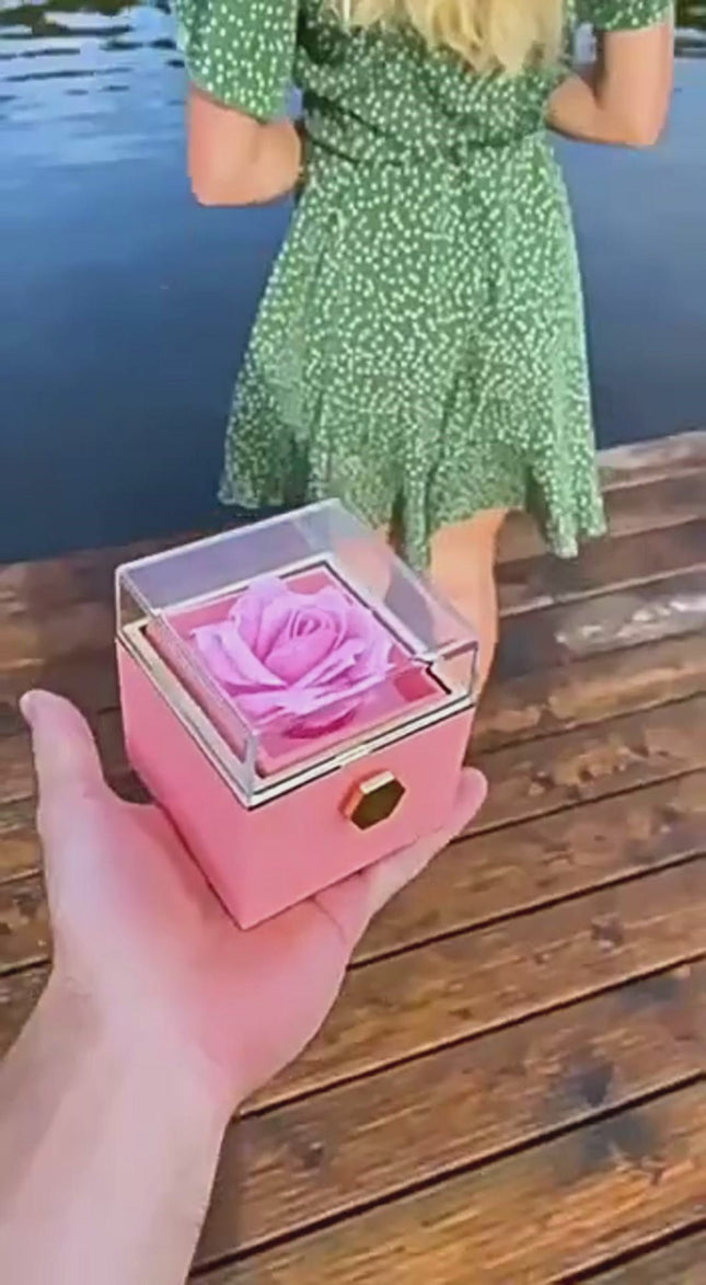 Rotating Rose Jewelry Box with Eternal Soap Flower