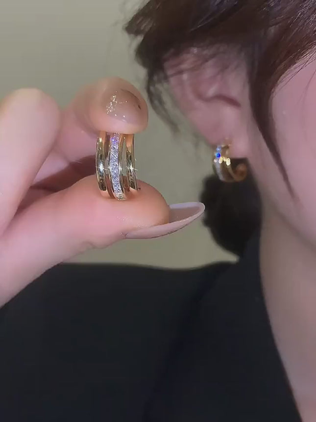 New Trendy Womens High grade Geometric Zircon Earrings