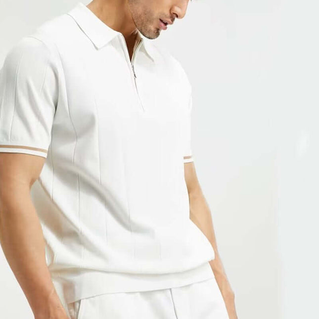 fashion short sleeved polo shirt summer lapel zipper top