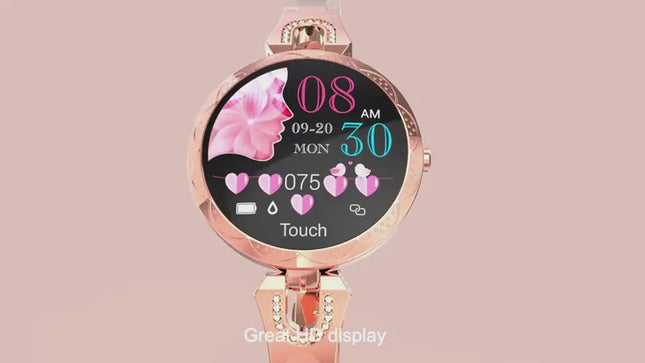 Womens Waterproof Fashion Smartwatch - Health Monitor Device