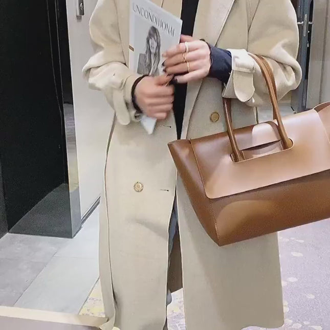 Large Capacity Retro Tote Bag Women PU Shoulder Handbag