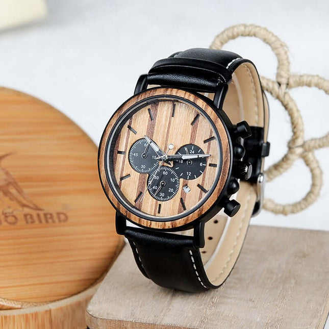 Multi-functional Literary Young Men's Wooden Luminous Watch