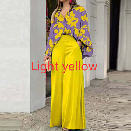 Printing Temperament Commute Set Women unique design blue comfortable luxury wear.
