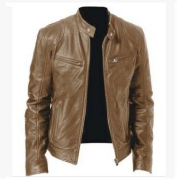 PU Leather Jacket Slim Leather Jacket Mens Business professional office outerwear