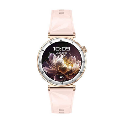 QS22 Womens AMOLED Display Smart Sports Watch with a stylish design and vibrant clock face.
