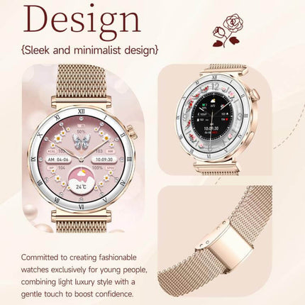 Design of QS22 Womens AMOLED Display Smart Sports Watch showcasing its sleek and minimalist look.